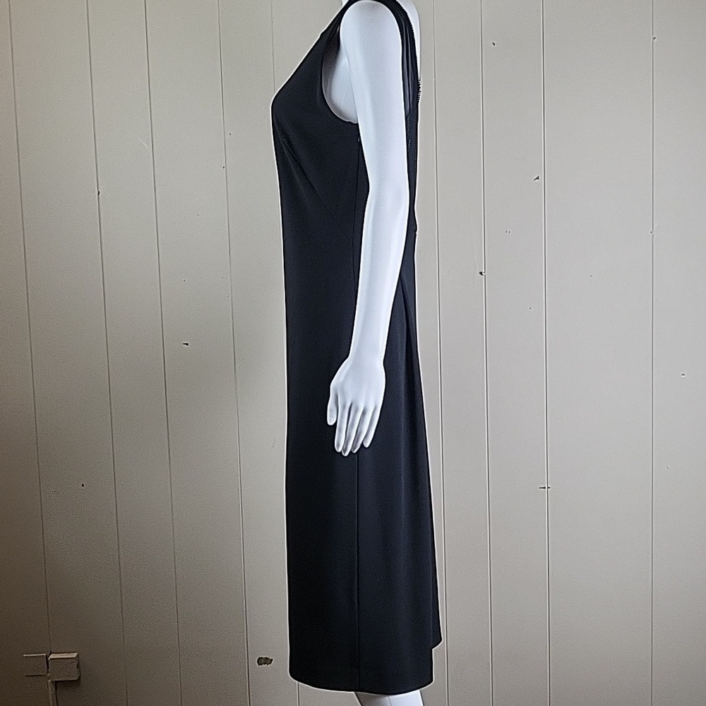 Vintage 90s Y2K Alex Evenings Black Mesh Overlay w Rhinestones Cocktail Dress - Picture 5 of 16